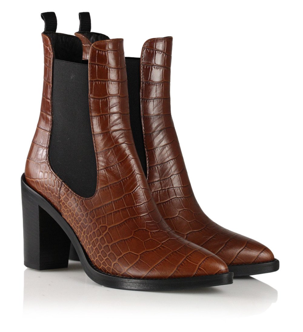 Karen Brown Croco Boots 3227_Brown - 2