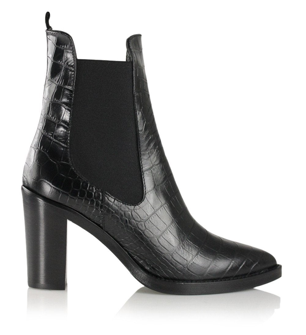 Karen Black Croco Boots 3227_Black - 7