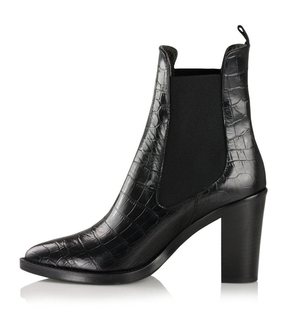 Karen Black Croco Boots 3227_Black - 4
