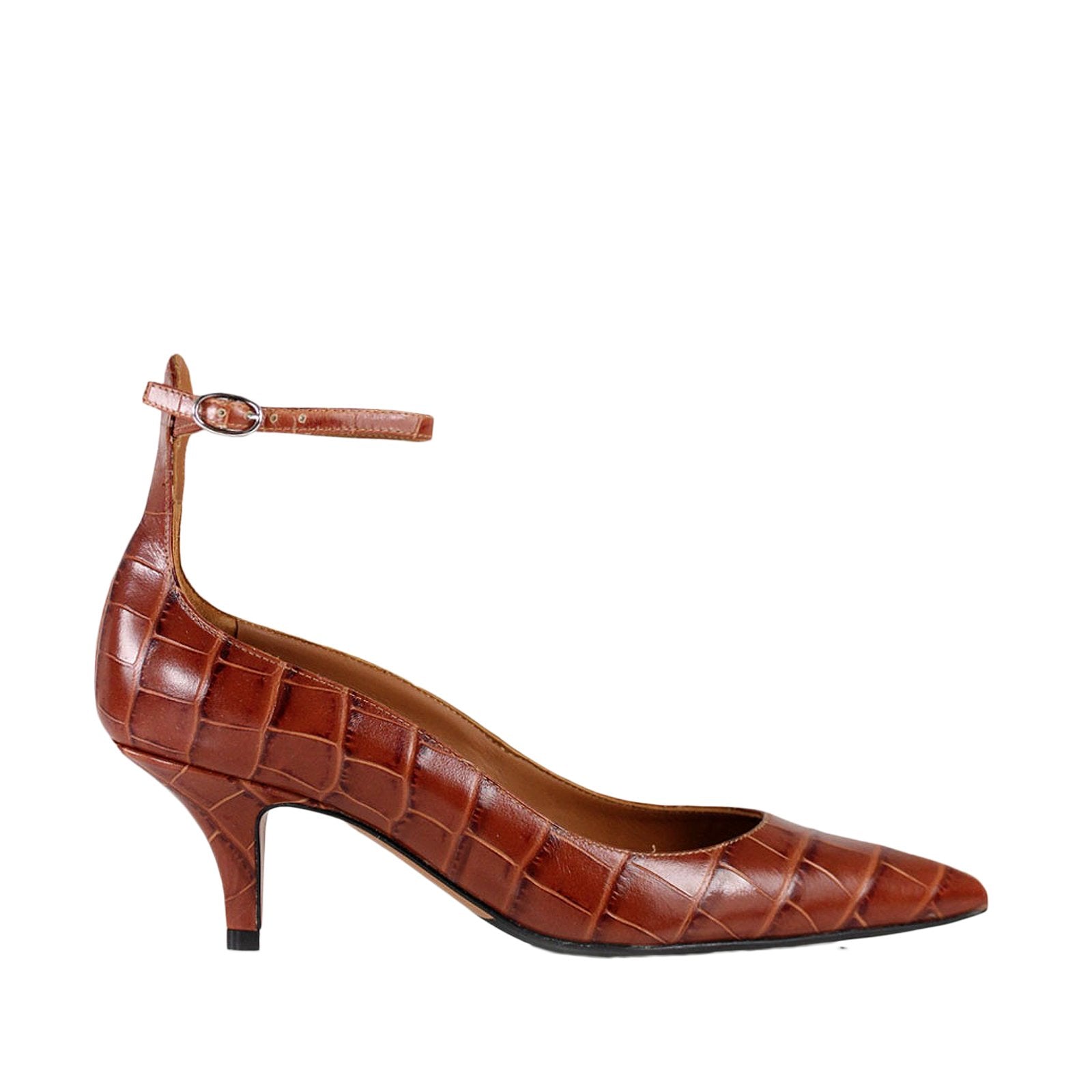 Sonia Brown Croco Heels Frist_Brown - 1