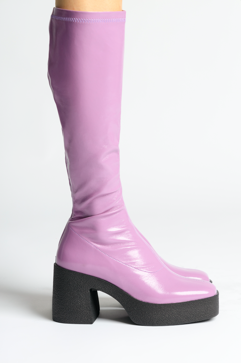 Izumi Violet Patent Stretch Leather Chunky Boots 20077-01-22 - 10