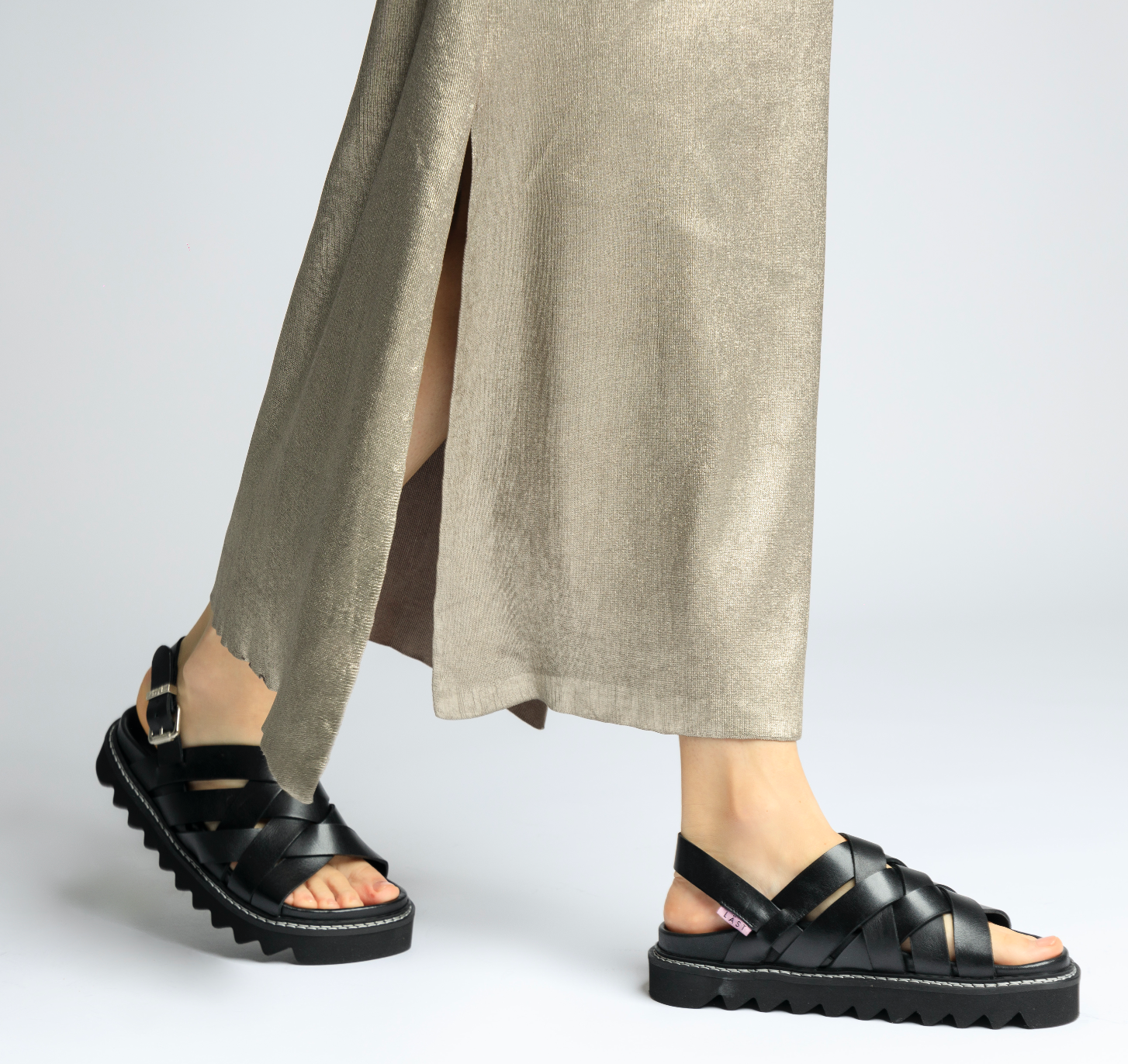 Maggie Black Leather Chunky Sandals LAST1553 - 2