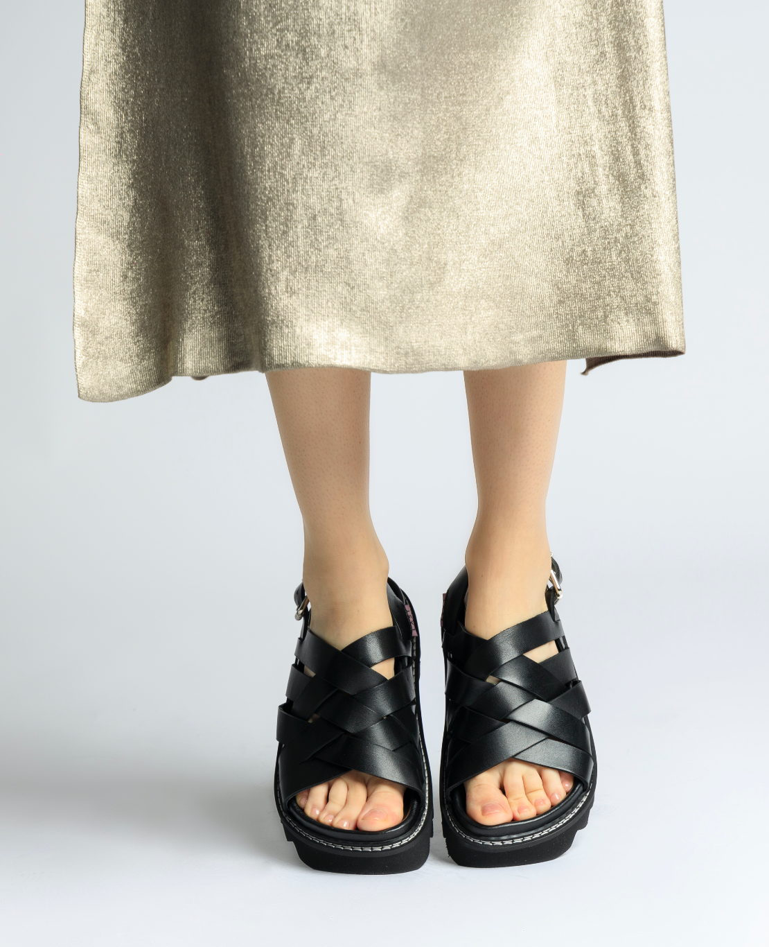 Maggie Black Leather Chunky Sandals LAST1553 - 10