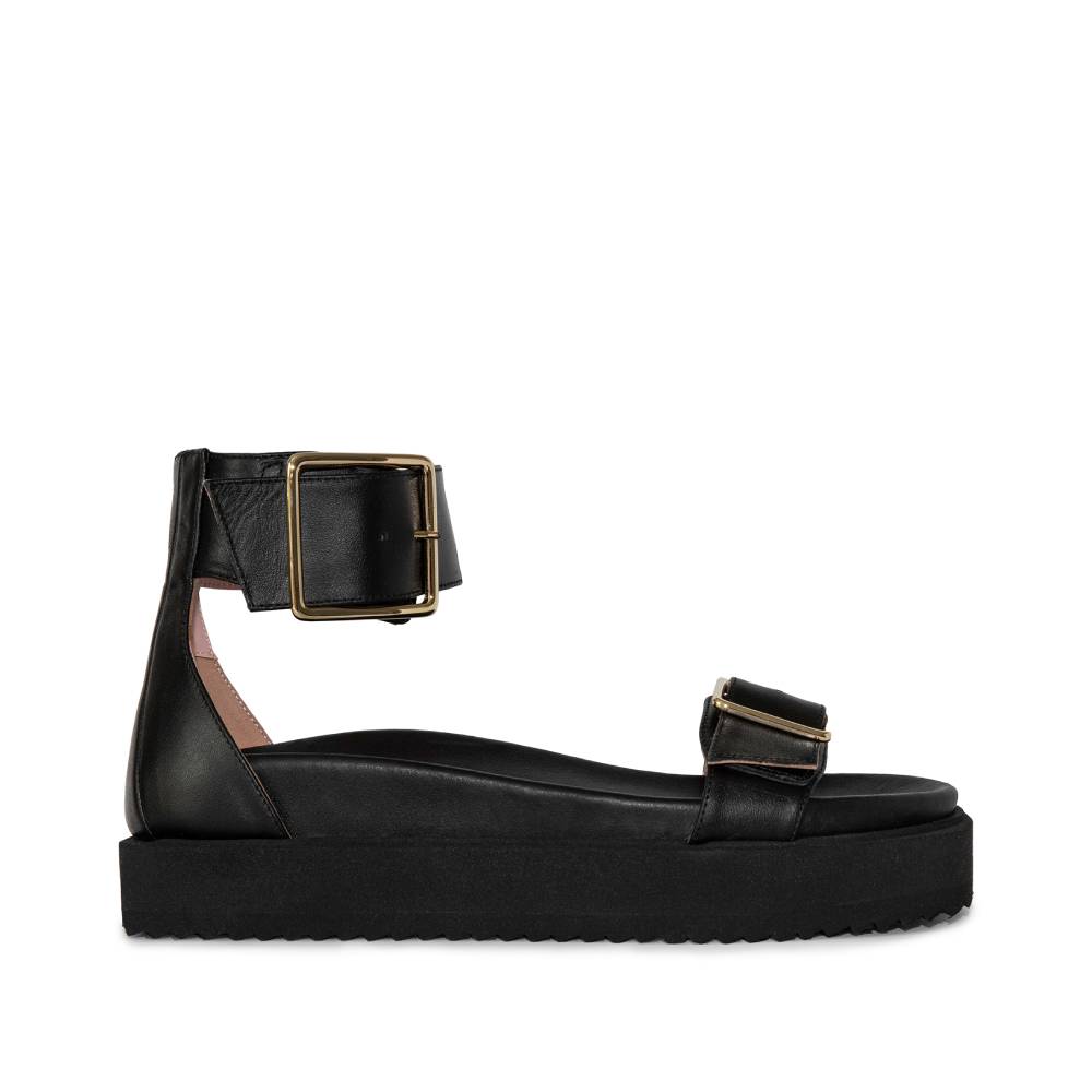 Maru Black Leather Sandals LES7487-BLACK-1