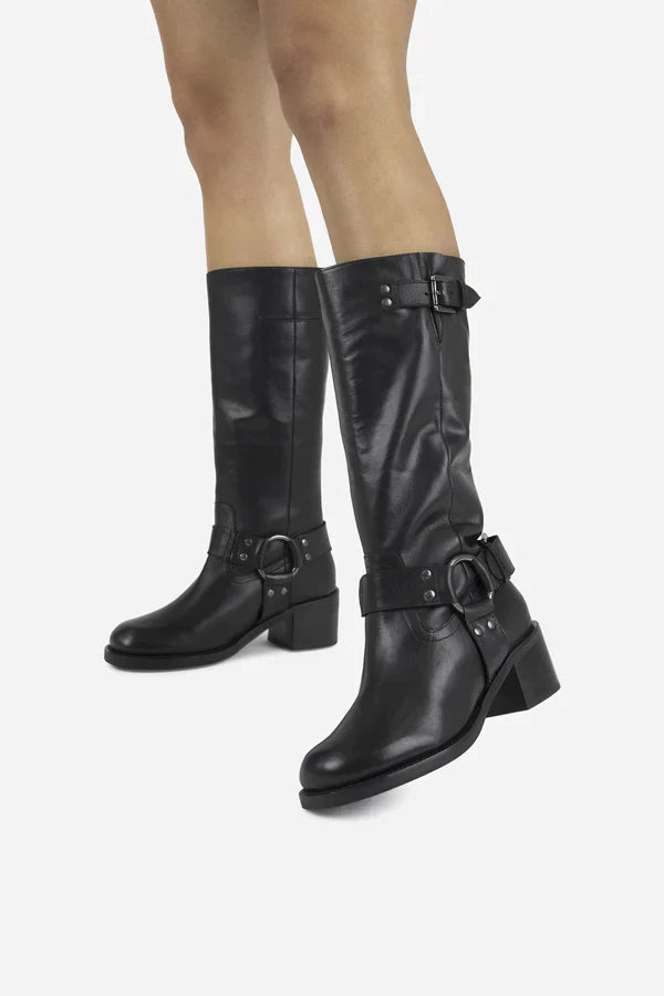 New Camperos Black Biker Boots Boots