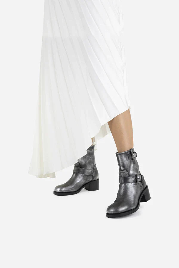 New Camperos Gunmetal Biker Booties Boots