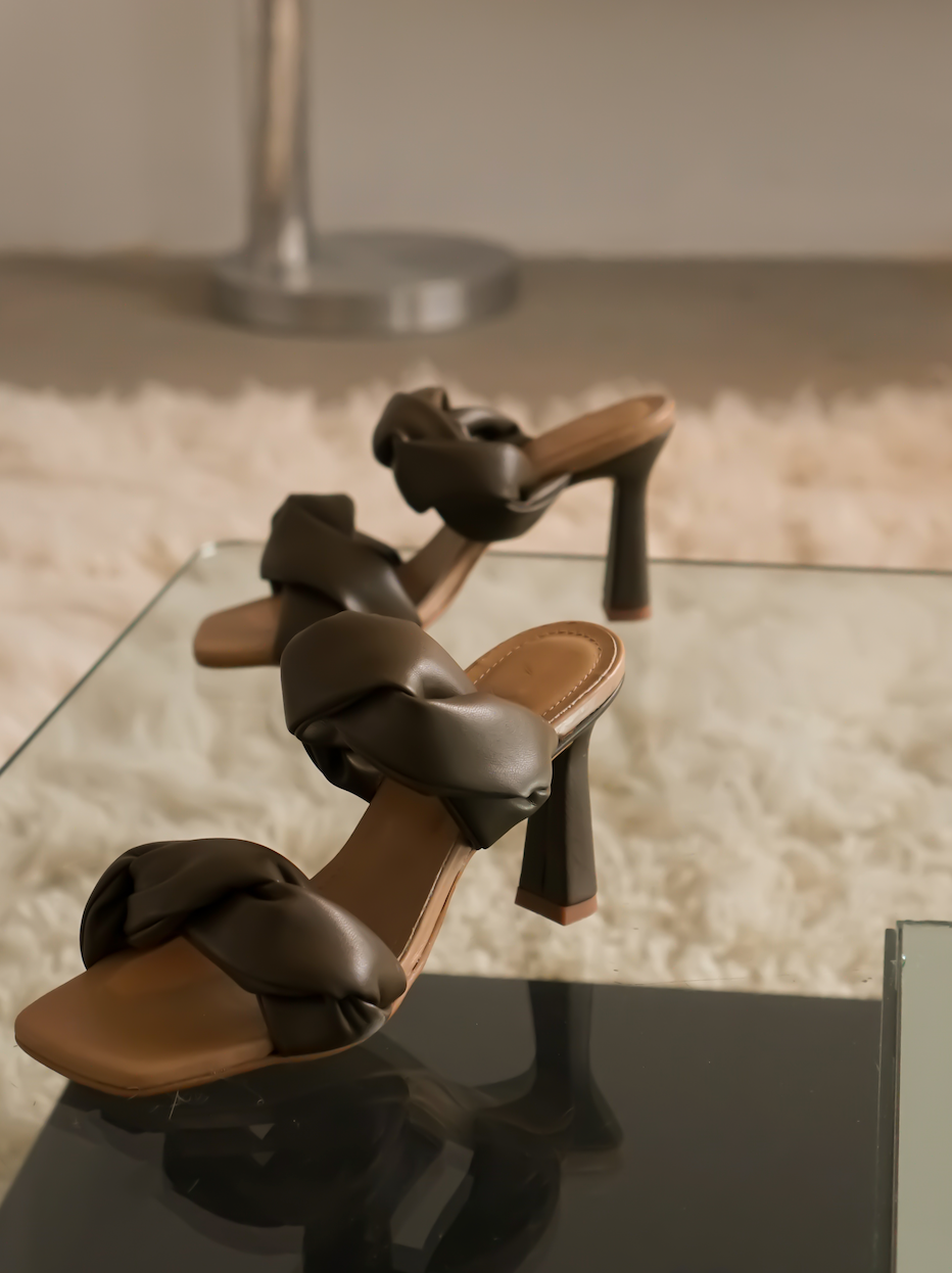 River Vegan Khaki Heeled Sandals 21010416004-013 - 5