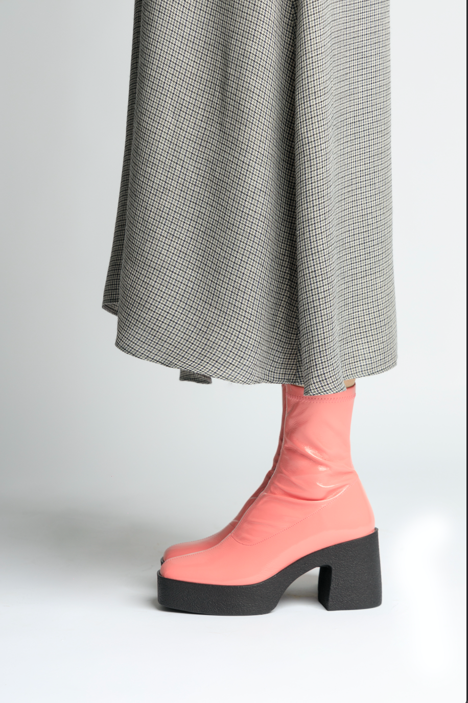 Umi Flamingo Pink Stretch Patent Chunky Ankle Boots 20077-02-16 - 13