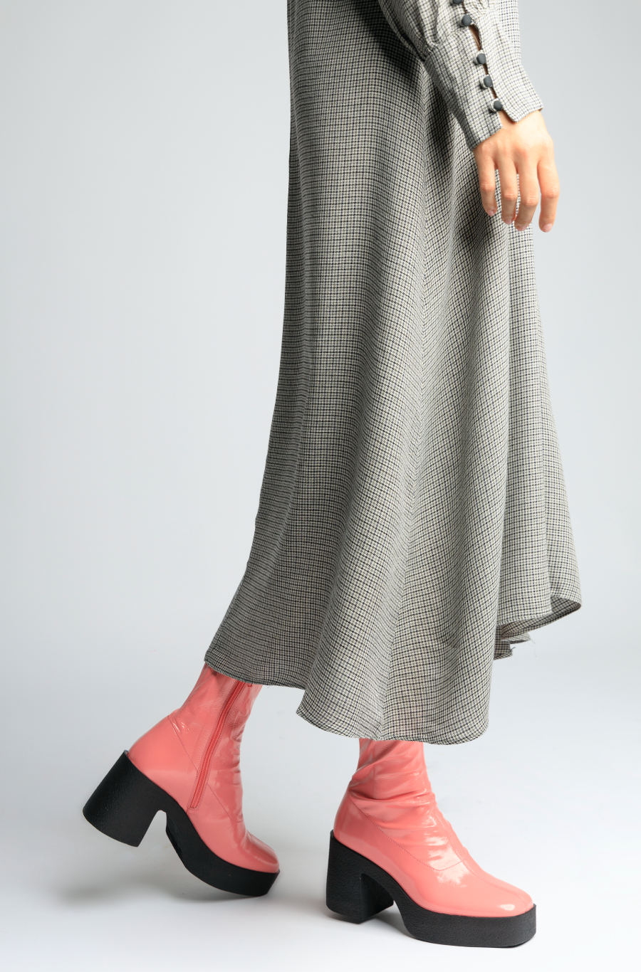 Umi Flamingo Pink Stretch Patent Chunky Ankle Boots 20077-02-16 - 3