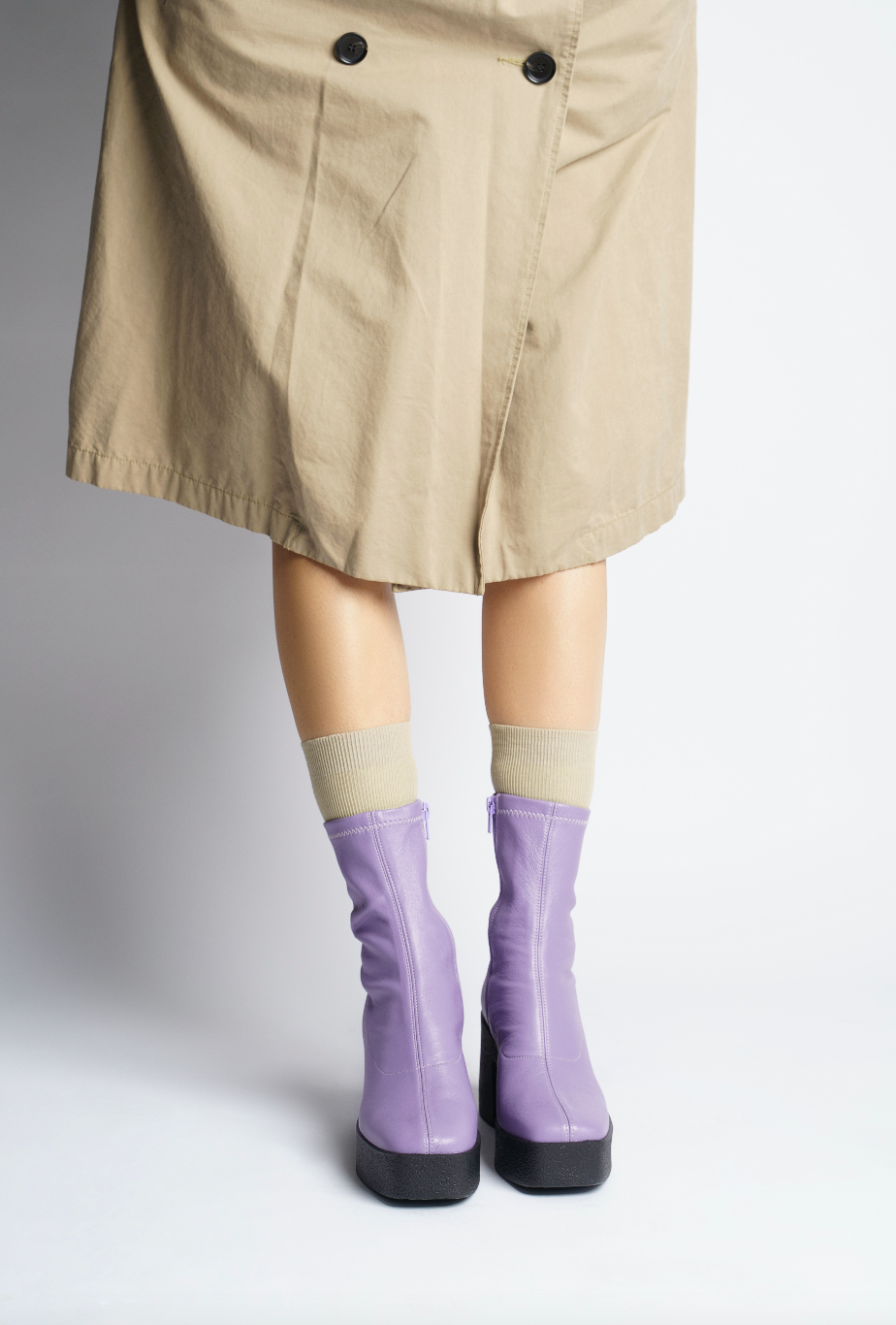 Umi Pastel Lilac Stretch Leather Chunky Ankle Boots 20077-02-11 - 6