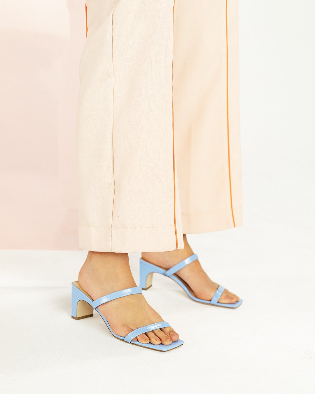Yuki Light Blue Leather Sandals - 2