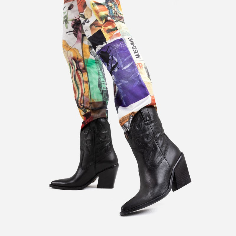 New Kole Black Low Western Boots 34225-G-01 -6