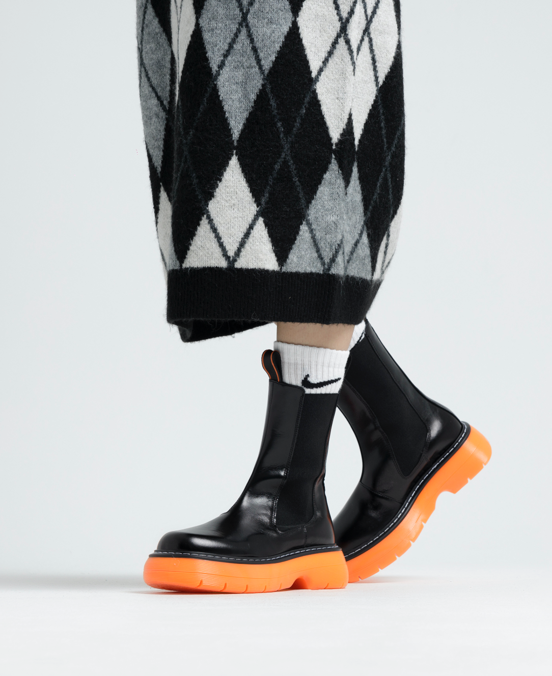 Joy Black Orange High Chelsea Boots LAST1707 - 11