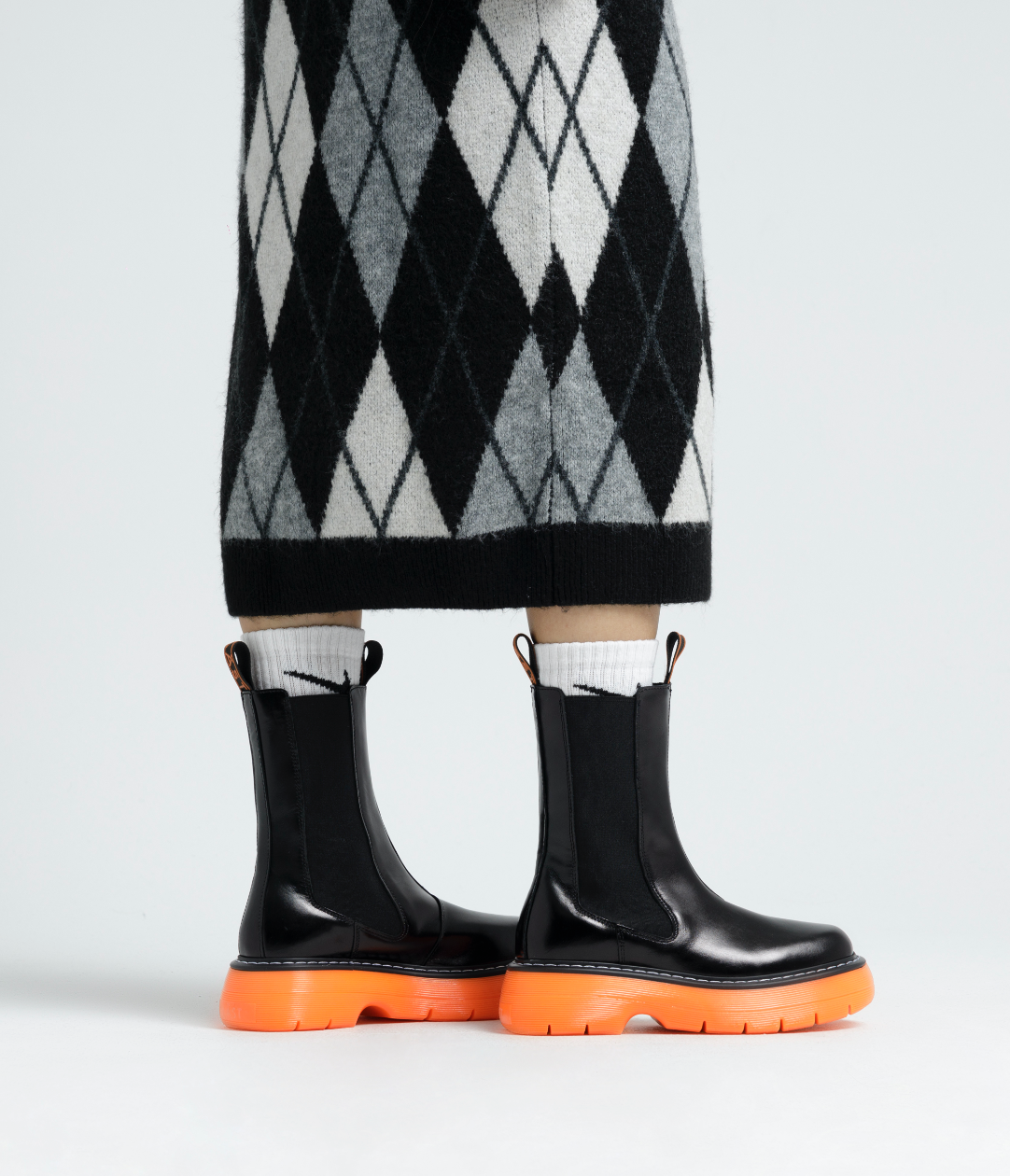 Joy Black Orange High Chelsea Boots LAST1707 - 13