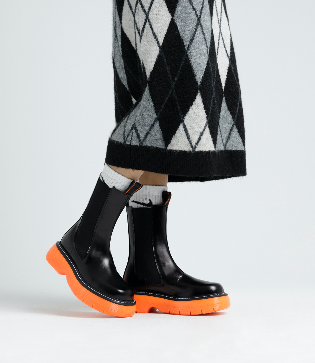 Joy Black Orange High Chelsea Boots LAST1707 - 10