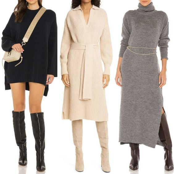 Midi Sweater Dress Boots enibbana