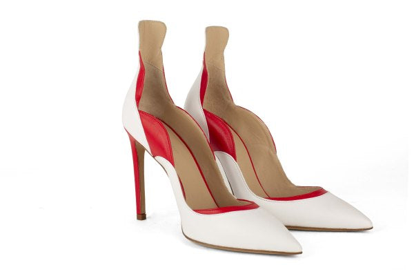 Wave Milk White Ruby Red Nappa Leather Pumps