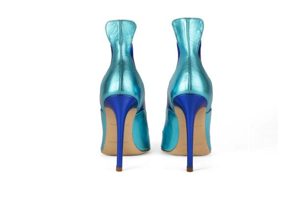 Wave Ocean Blue Laminated Leather Pumps