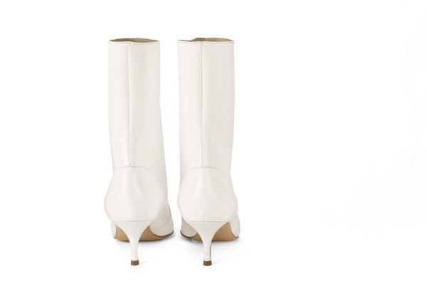 Marla Milk White Patent Leather Pull-on Boots