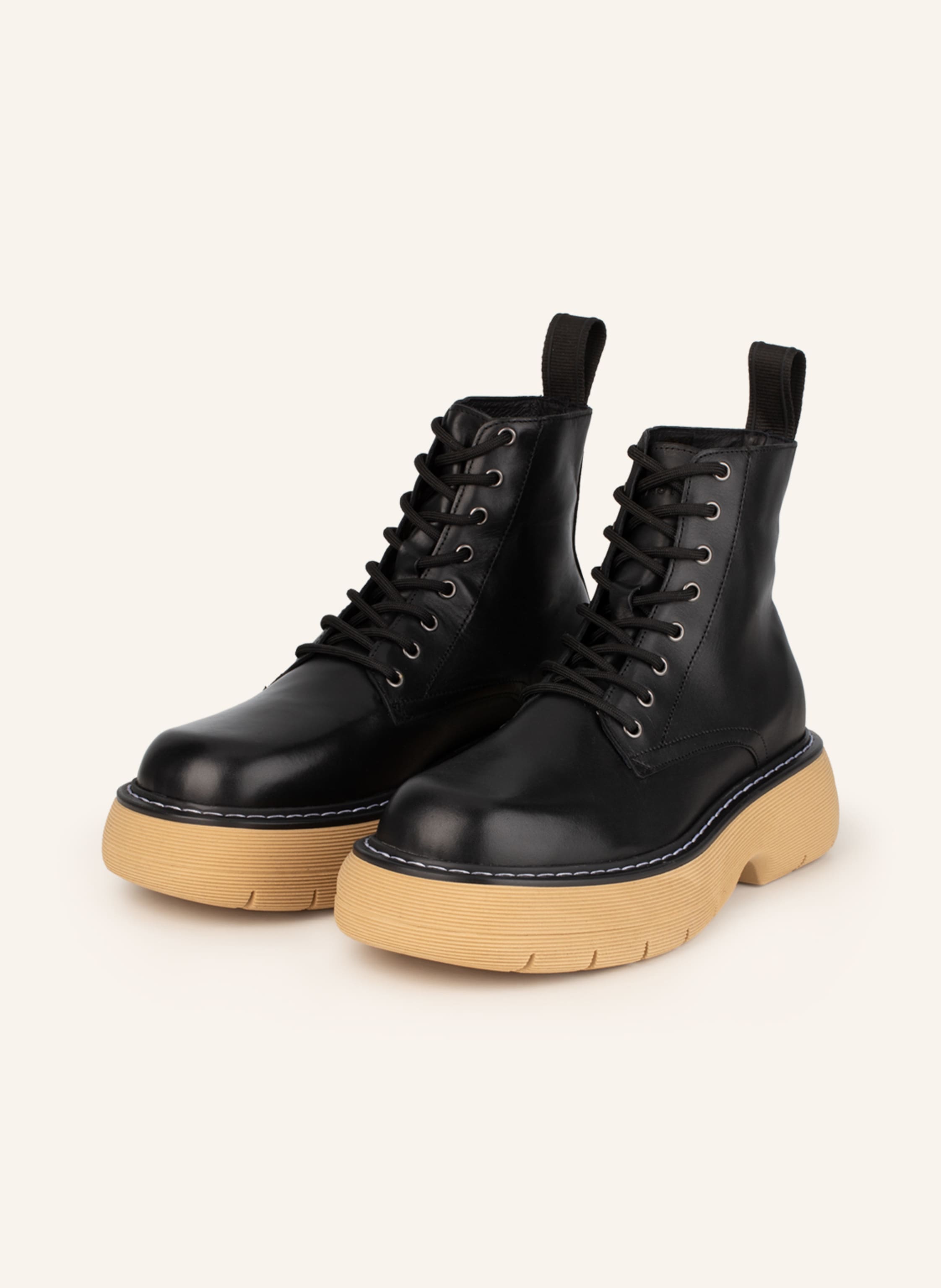 Jane Black Leather Combat Boots Boots