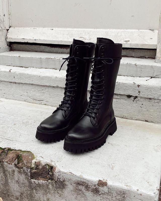 Groovy Lace-Up Black Combat Boots 14215-A01 - 03
