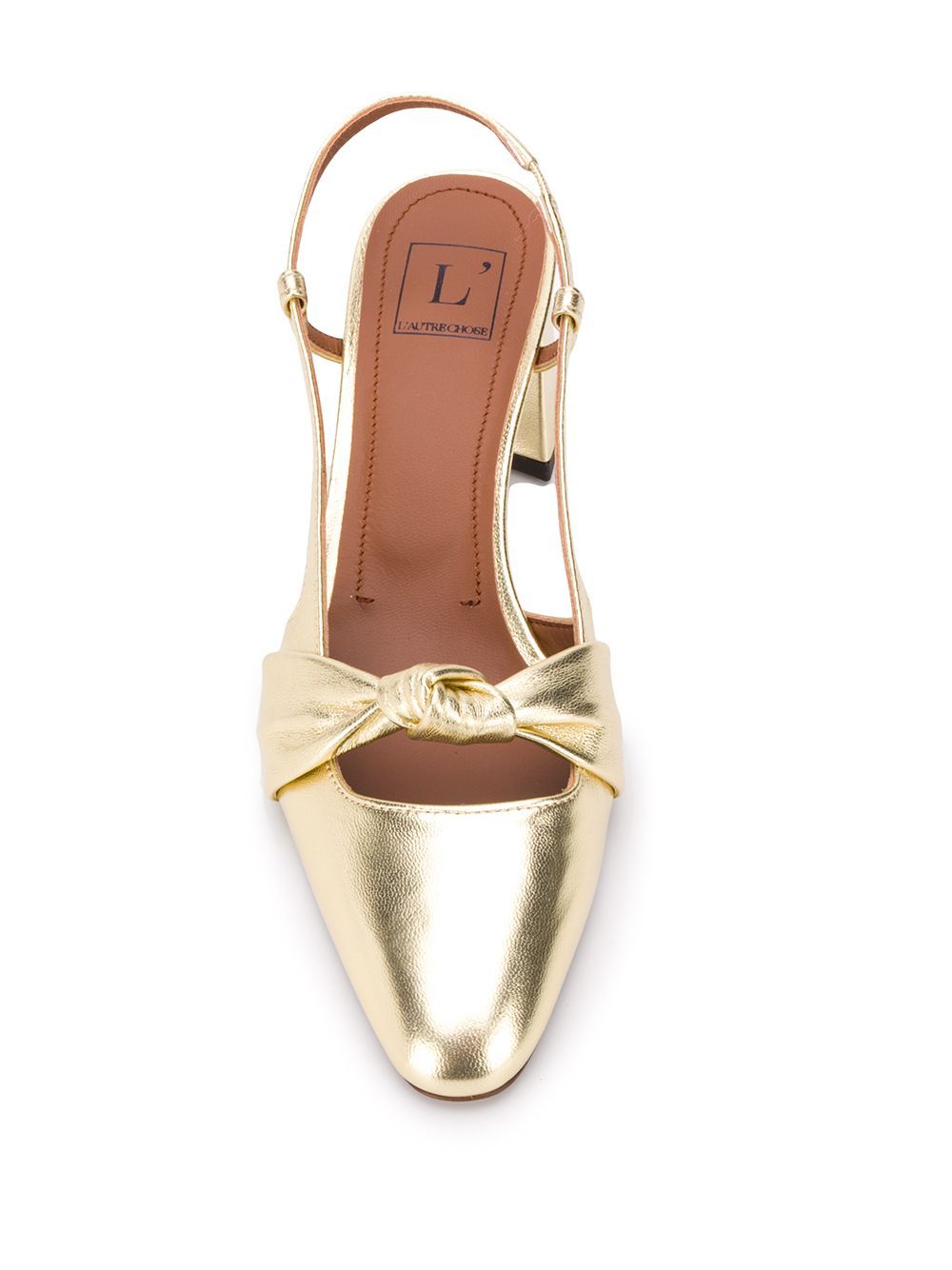 Gold Leather Slingback Shoes Heels LDL039.60CP29145003 - 5