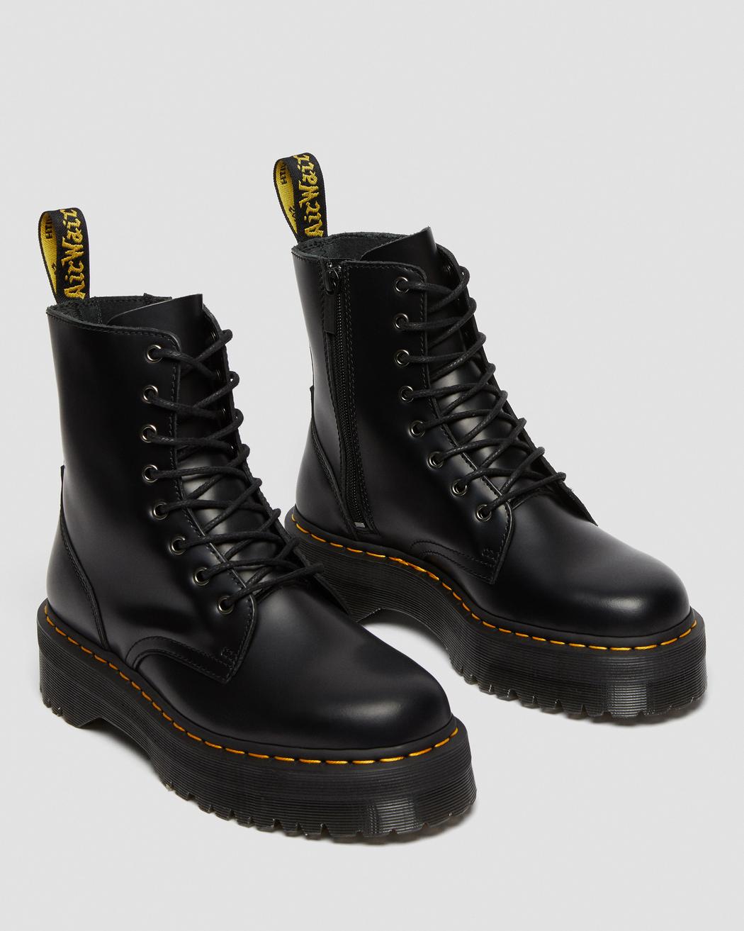 Jadon Black Smooth Leather Platform Boots DM15265001 - 3