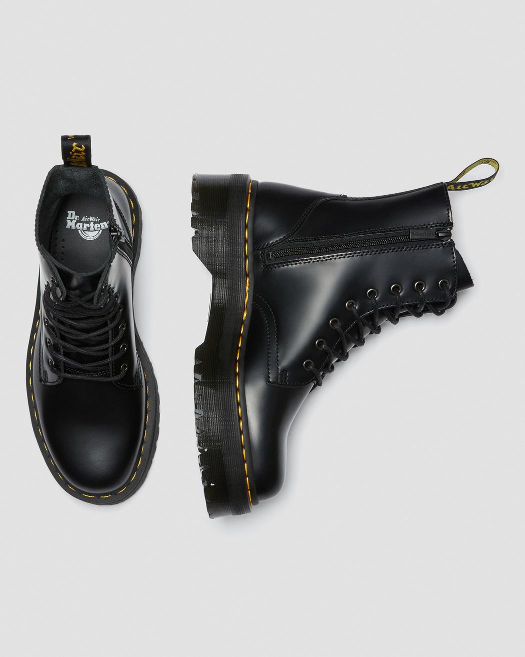 Jadon Black Smooth Leather Platform Boots DM15265001 - 5