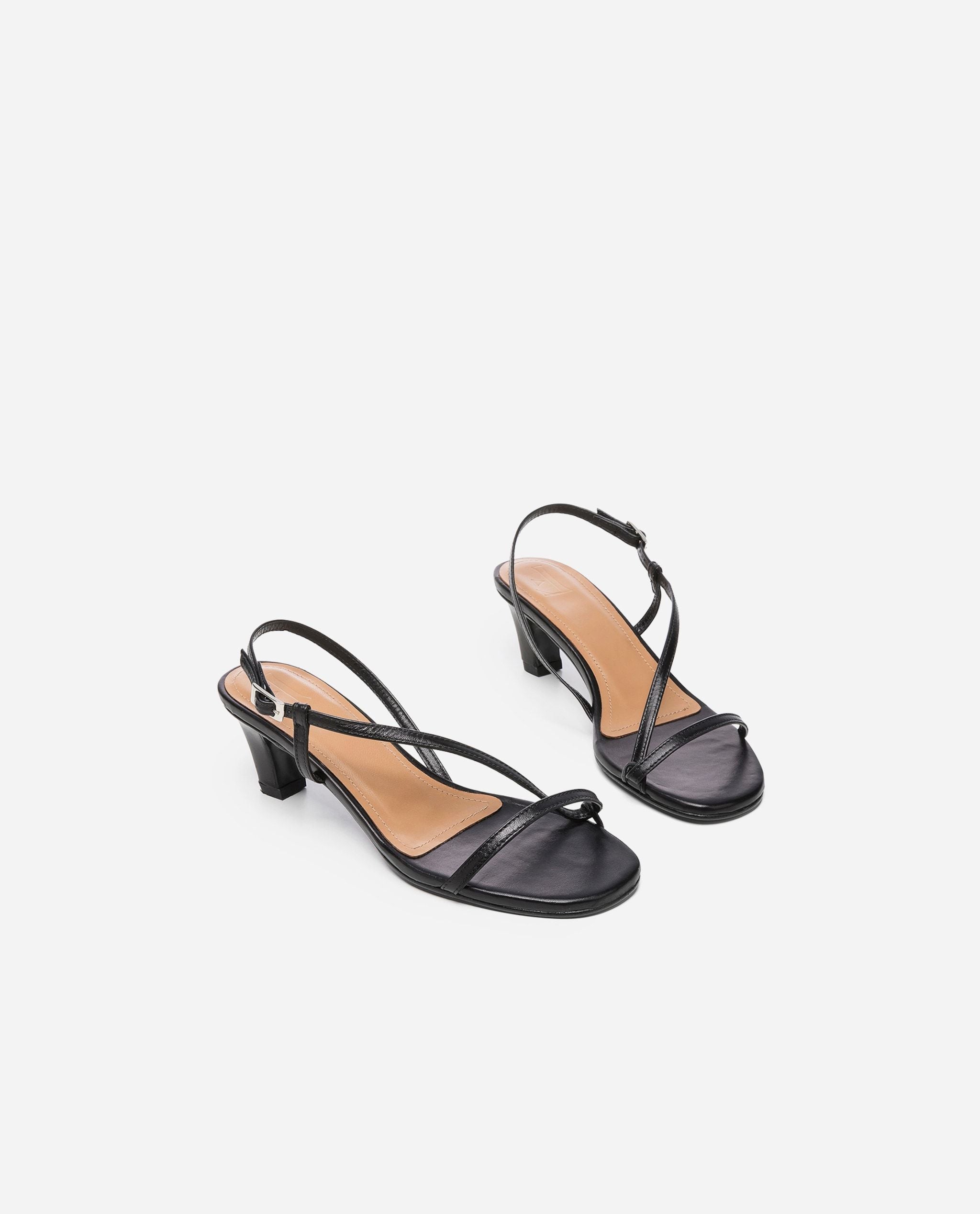 Emma Leather Black Heeled Sandals 20010411501-001 - 2