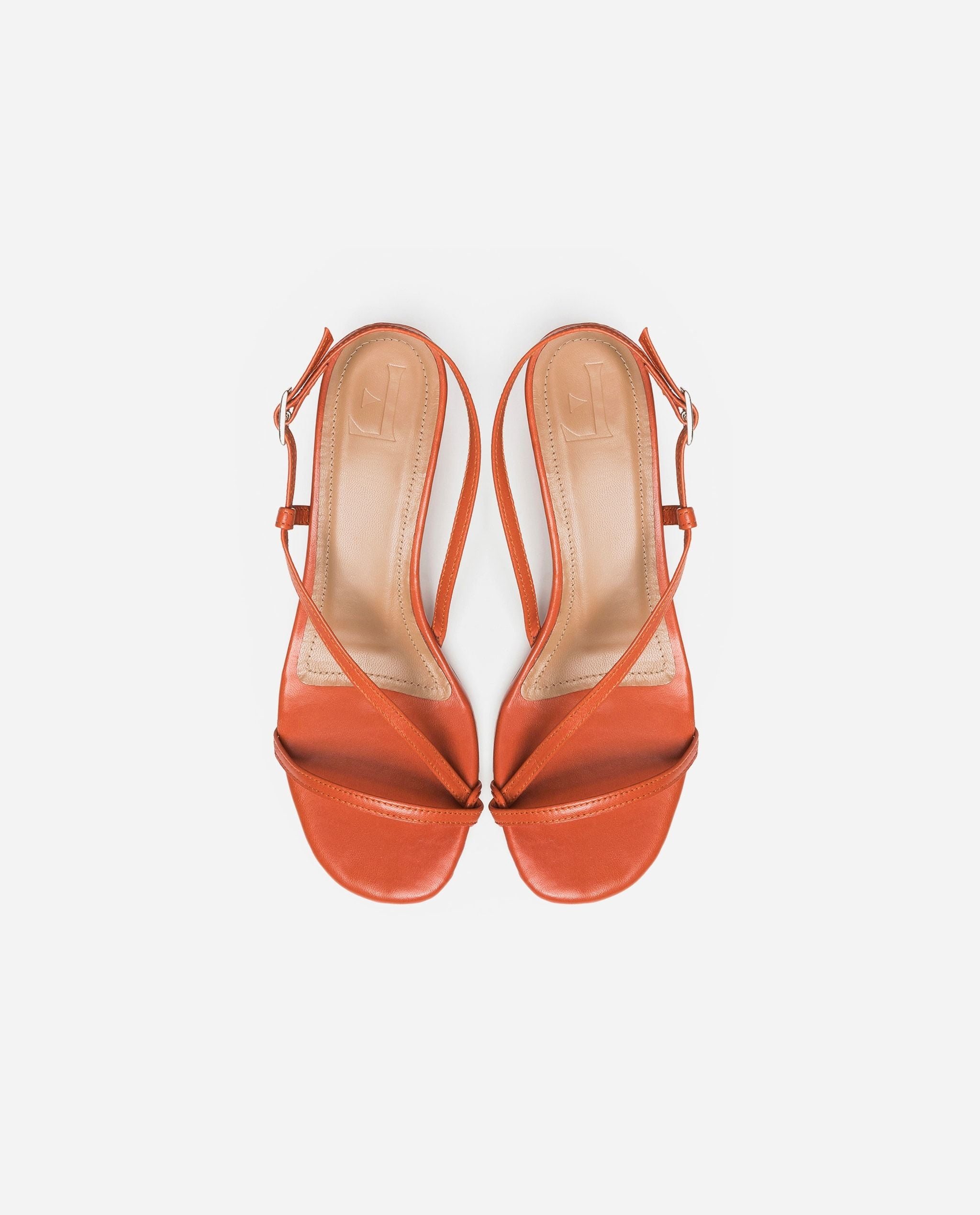 Emma Leather Brick Red Heeled Sandals 20010411501-025 - 4