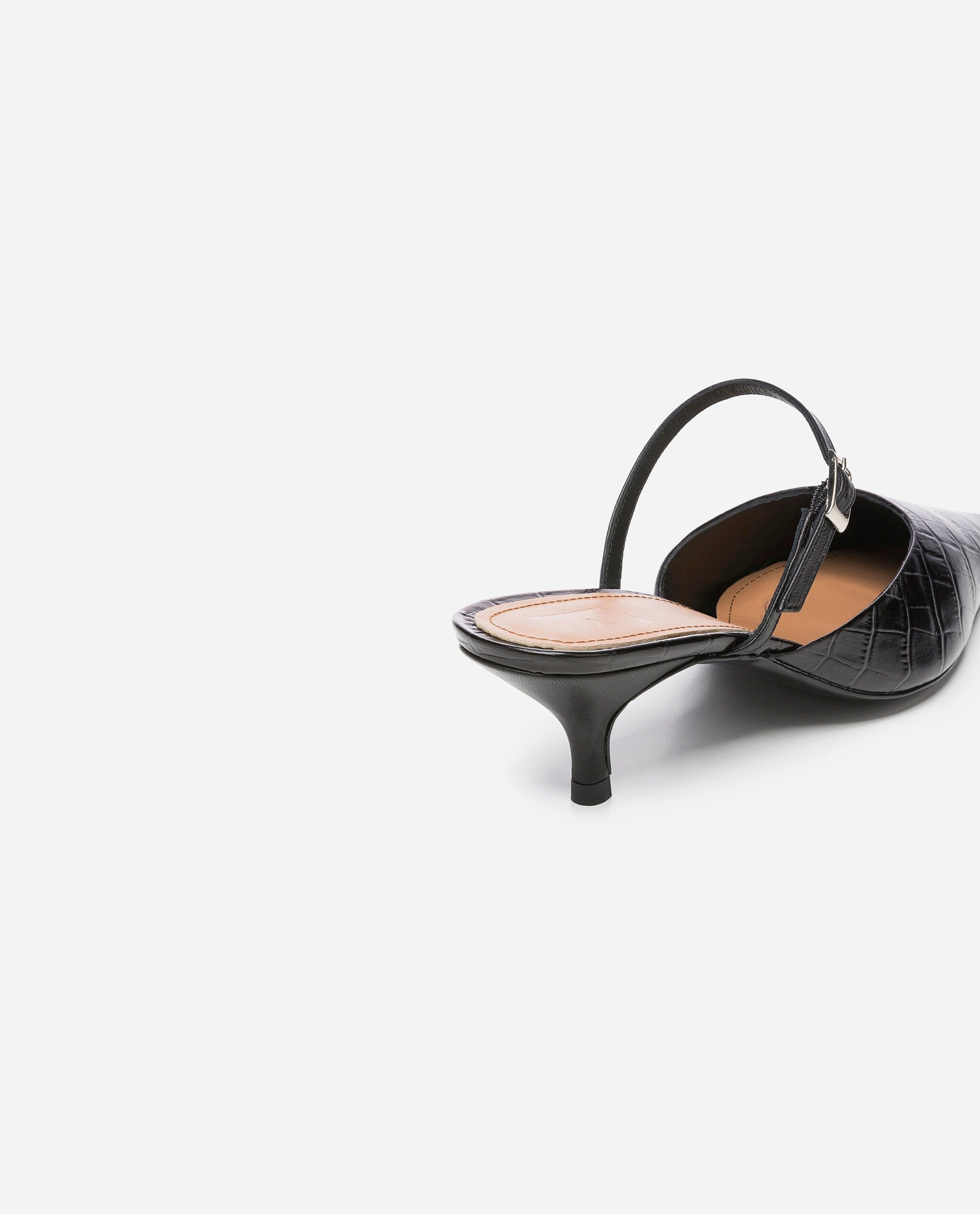 Hilda Croco Leather Black Mule Shoes Heels 20010411817-001 - 5
