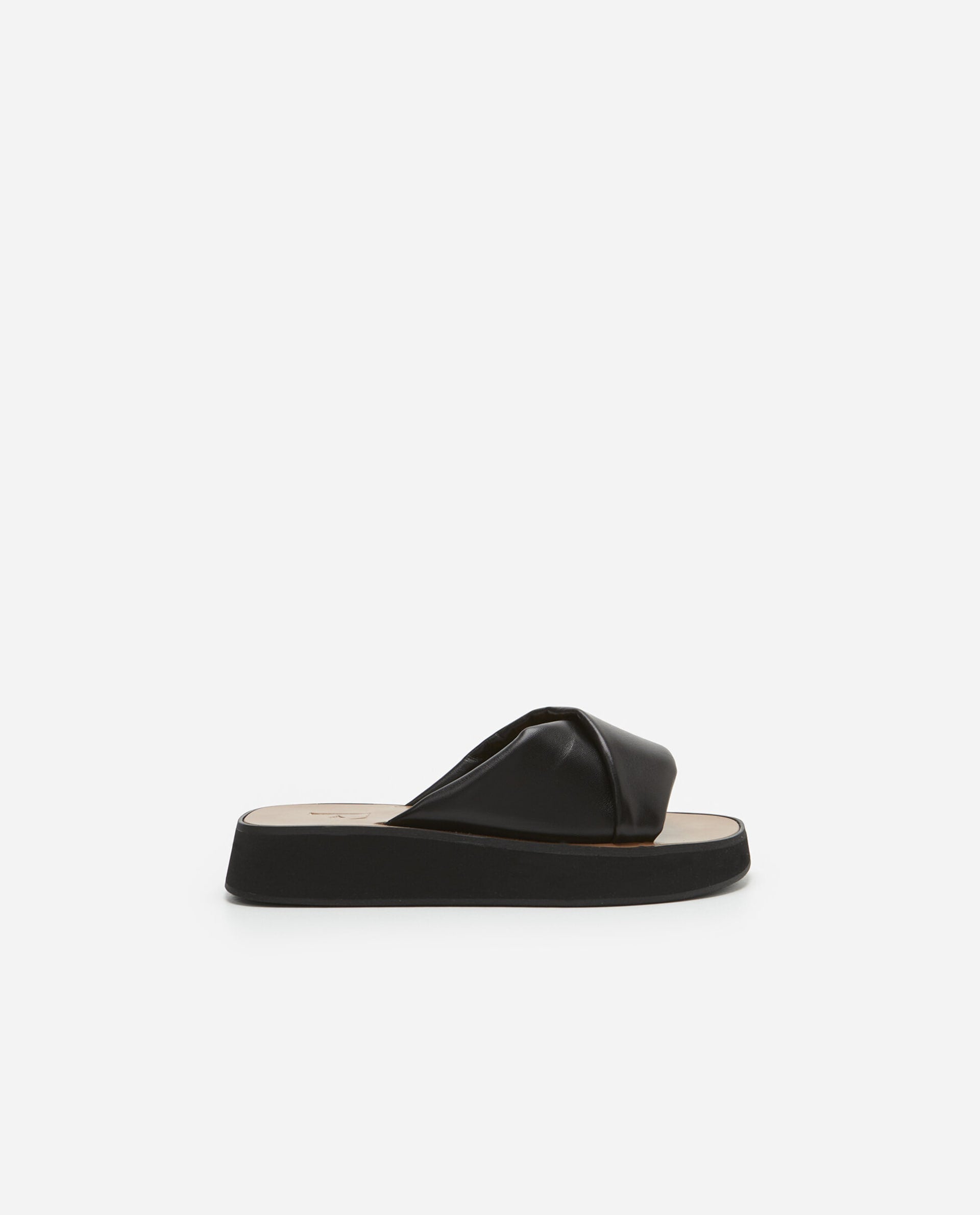 Bea Black Leather Flat Sandals 22010721101-001 - 7