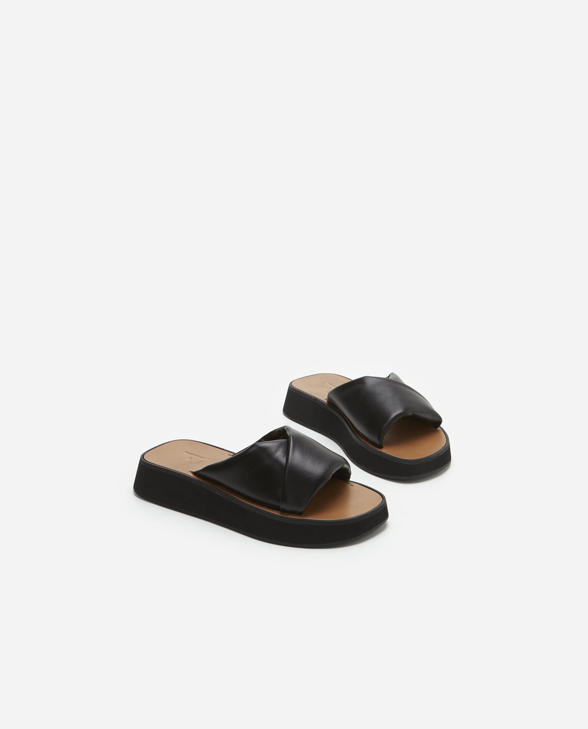 Bea Black Leather Flat Sandals 22010721101-001 - 4