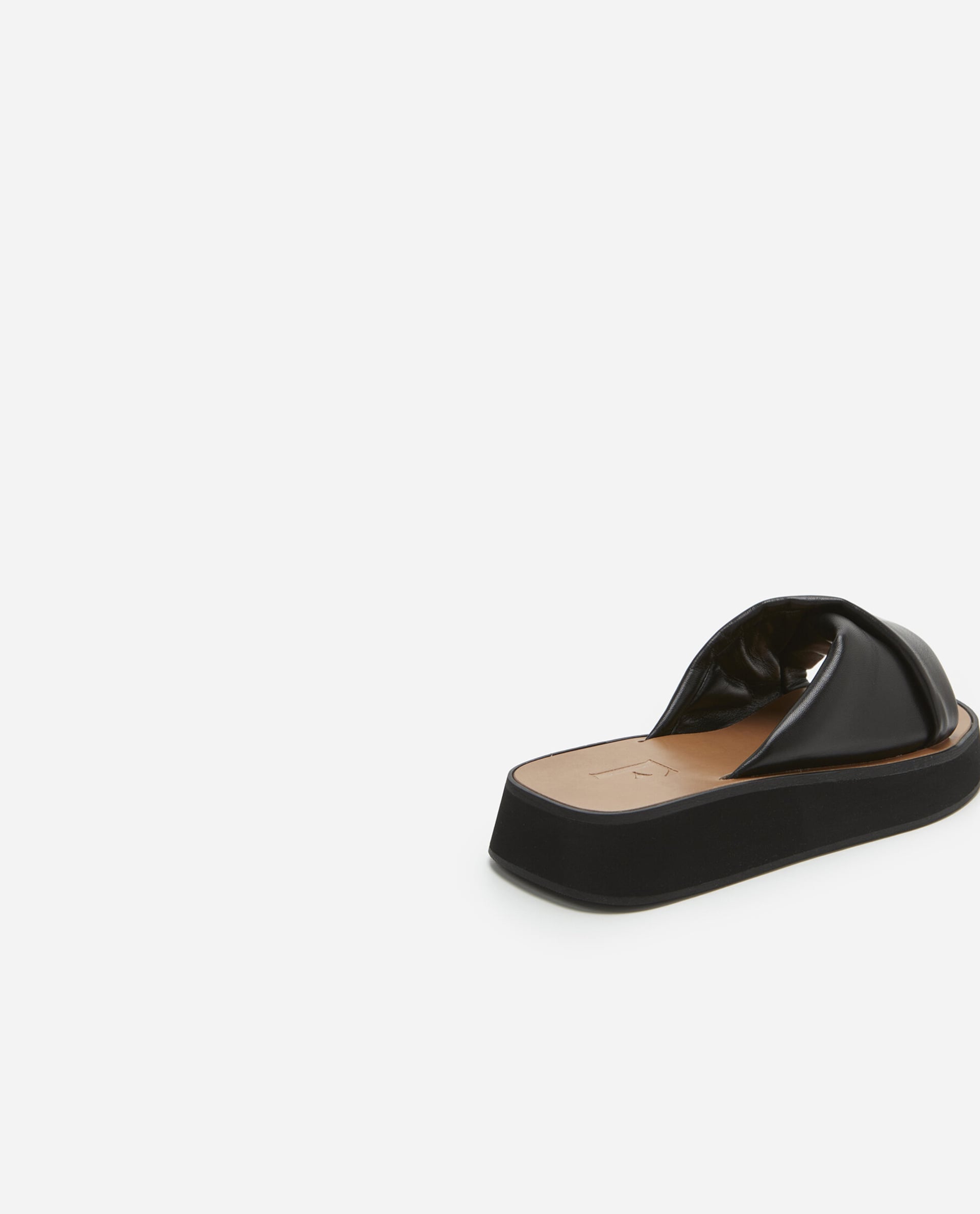 Bea Black Leather Flat Sandals 22010721101-001 - 6