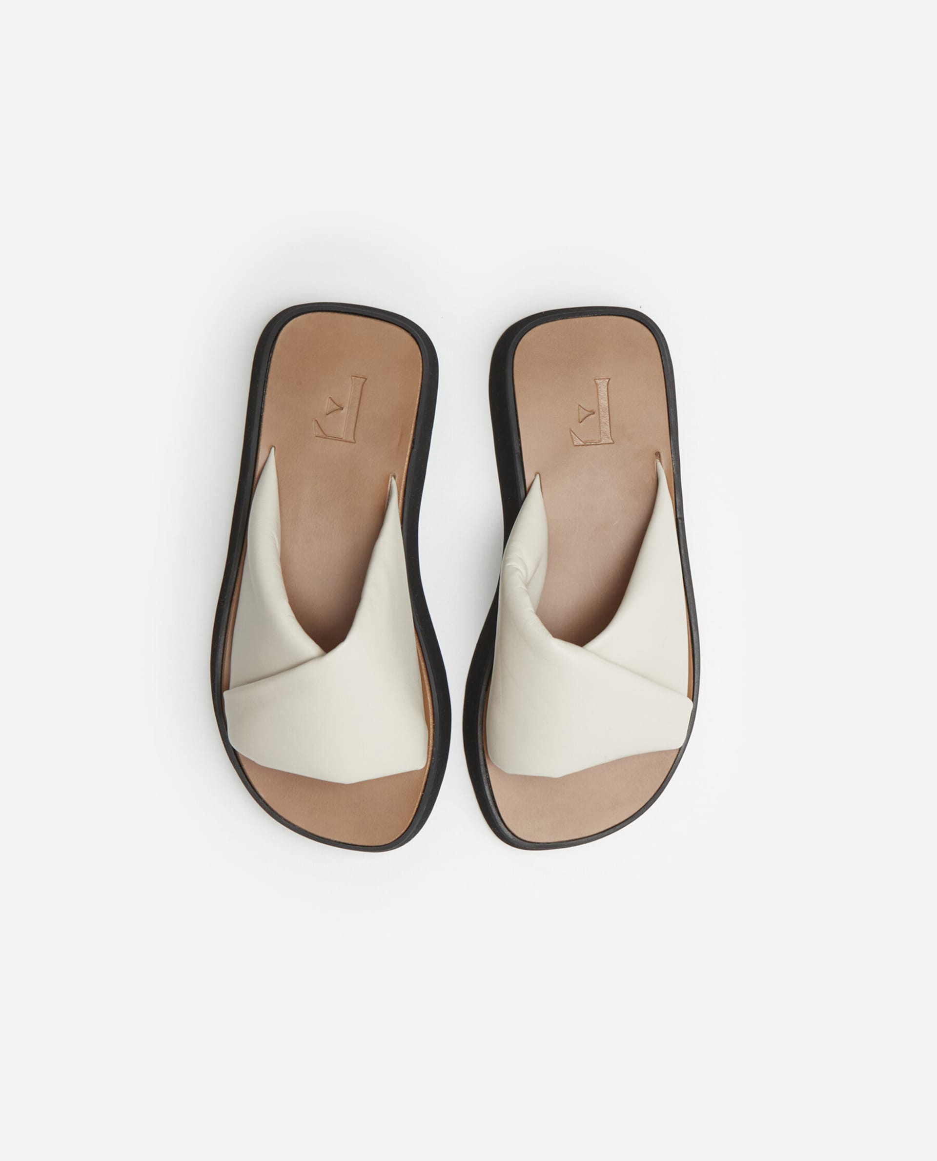 Bea Creme Leather Flat Sandals 22010721101-015 - 4