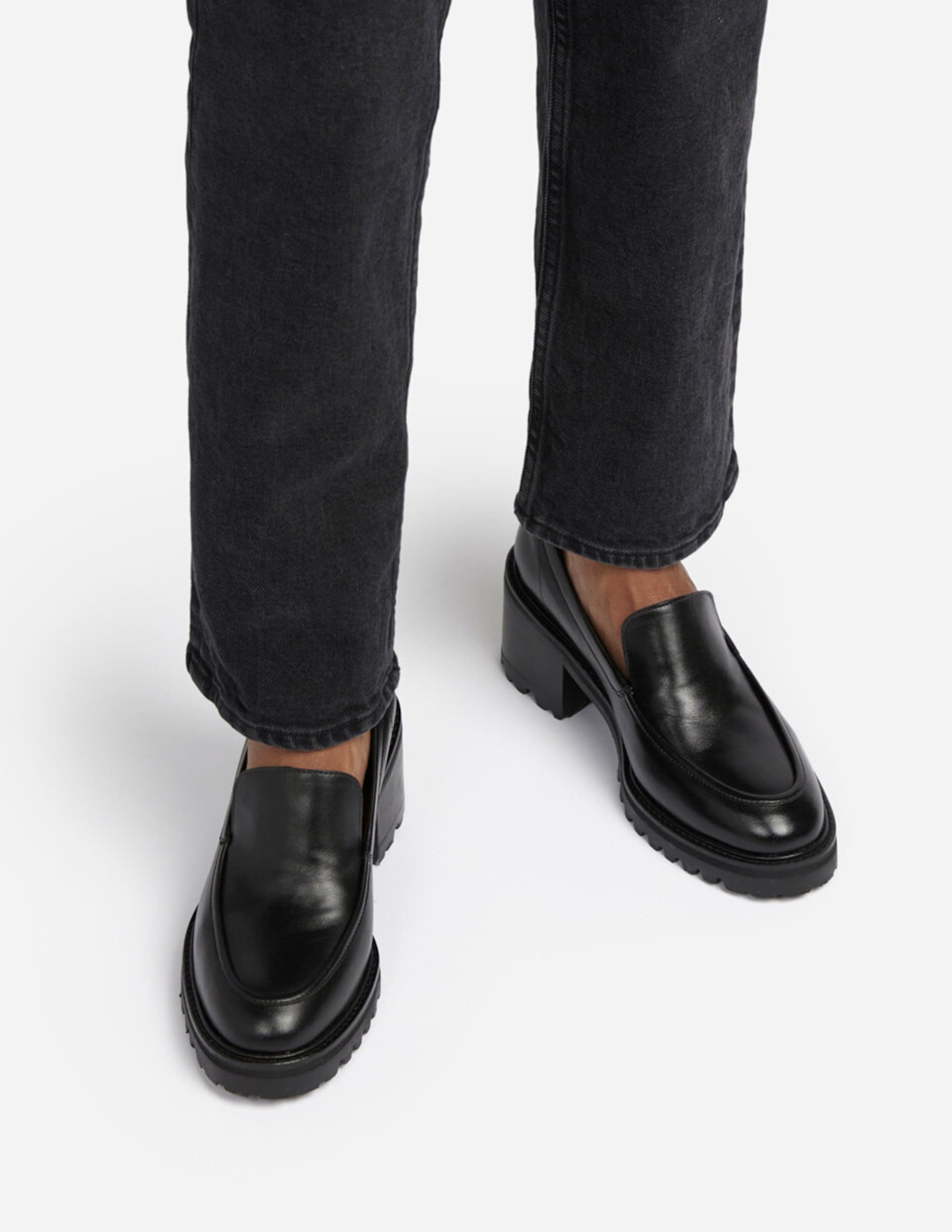 Saga Black Leather Heeled Loafers 22020423501-001-6