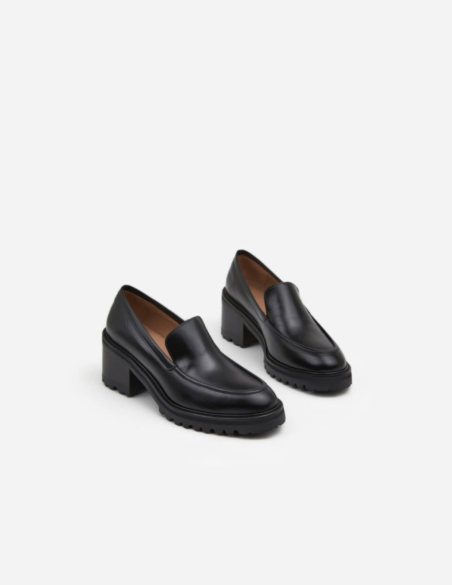 Saga Black Leather Heeled Loafers 22020423501-001-3