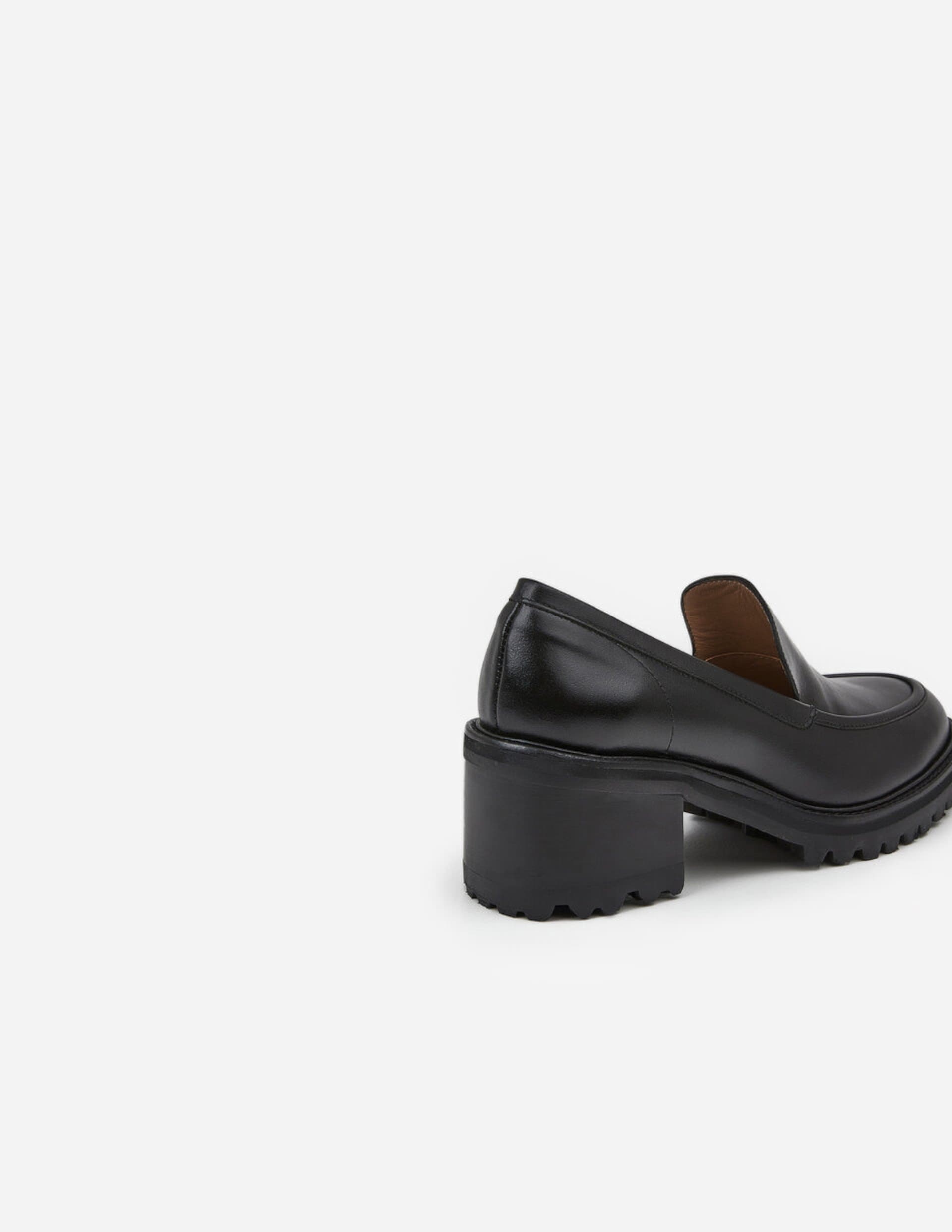 Saga Black Leather Heeled Loafers 22020423501-001-5