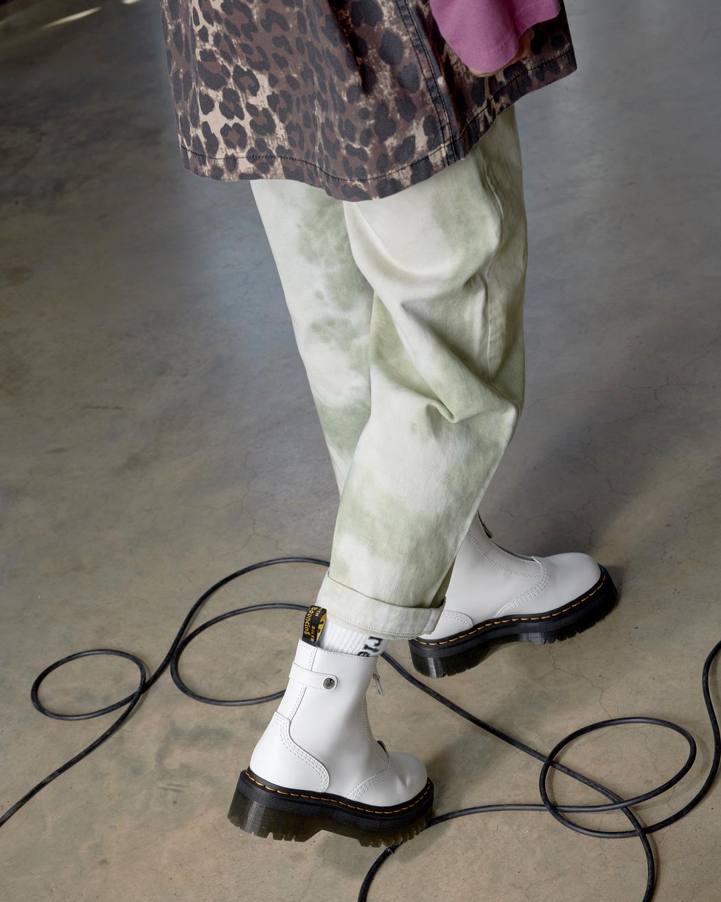 Martens Jetta Zipped White Leather Platform Boots