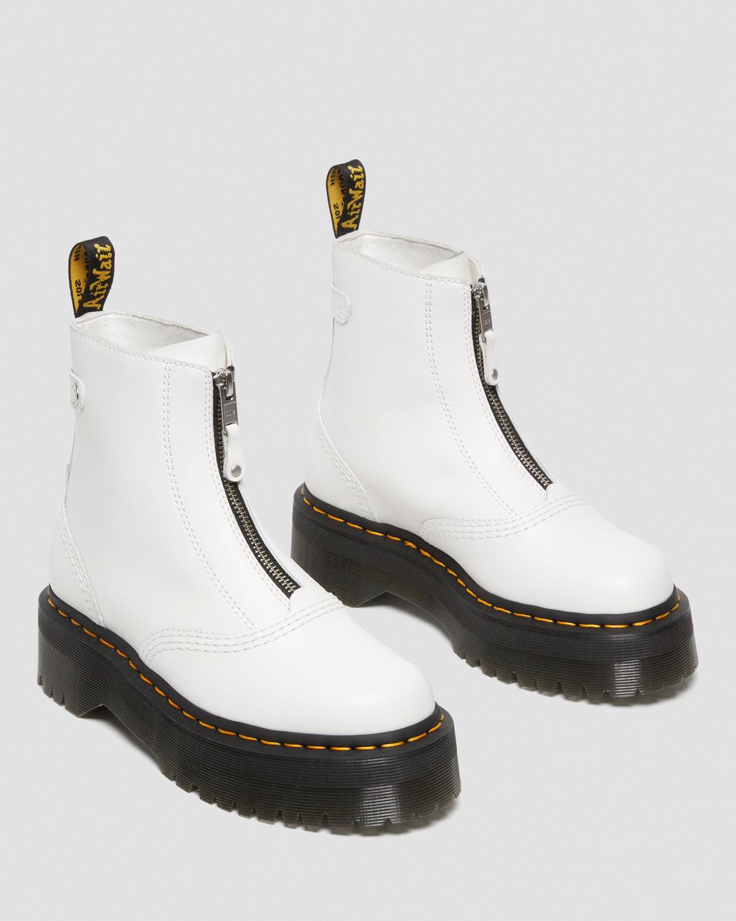 Jetta Zipped White Leather Platform Boots DM27656100 - 2a