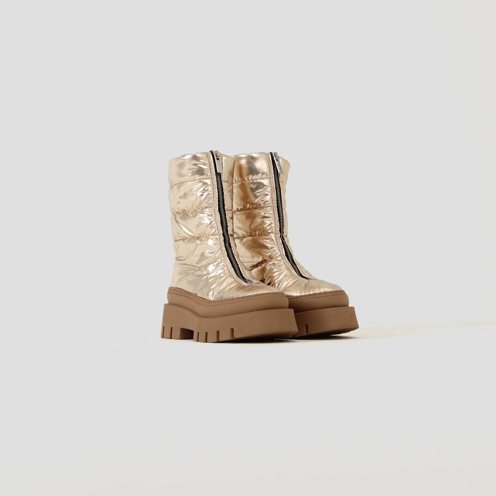 Evi-Ann Front Zip Champagne Chunky Boots 47379-P-2207 - 07