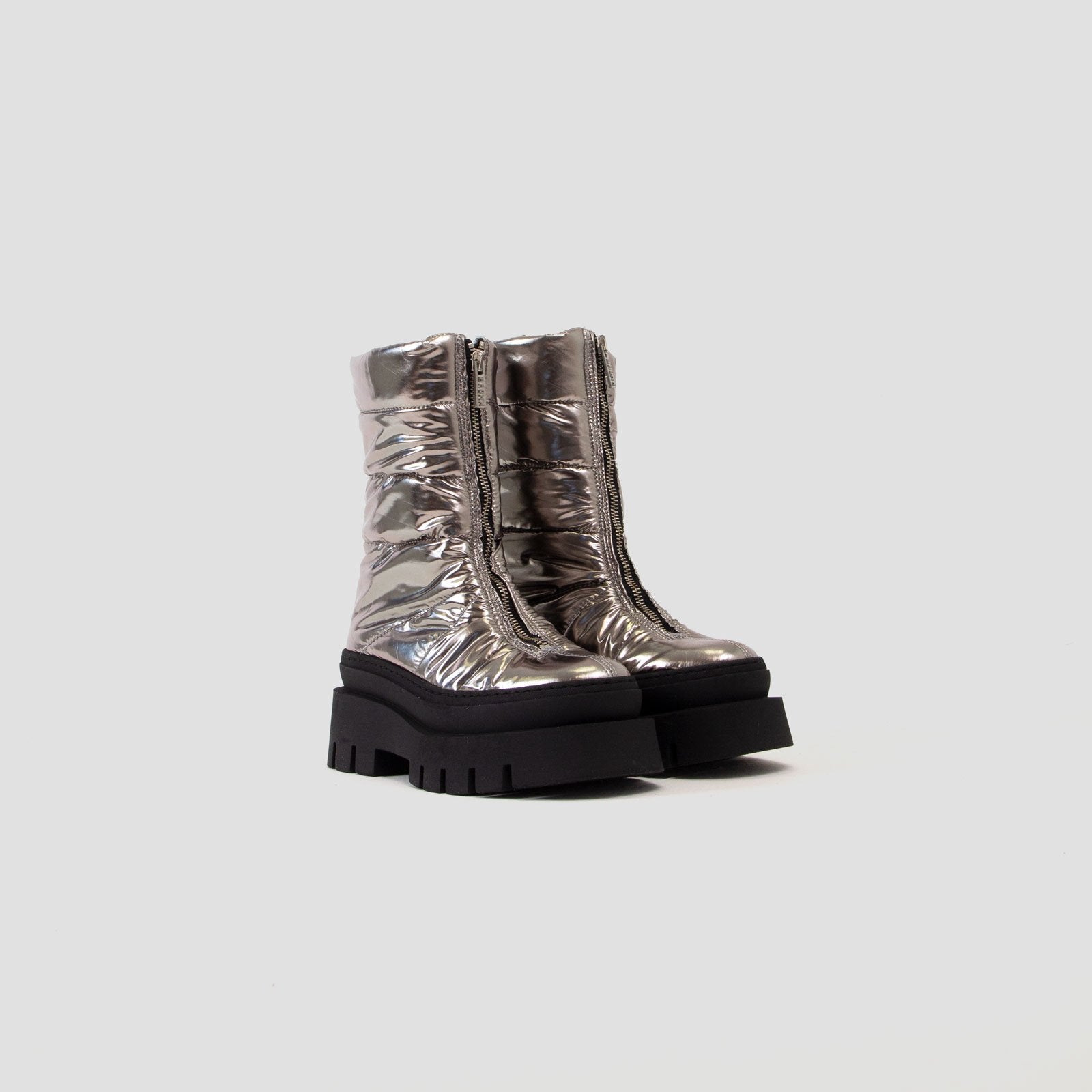 Evi-Ann Front Zip Gunmetal Chunky Boots 47379-P-1248 - 05