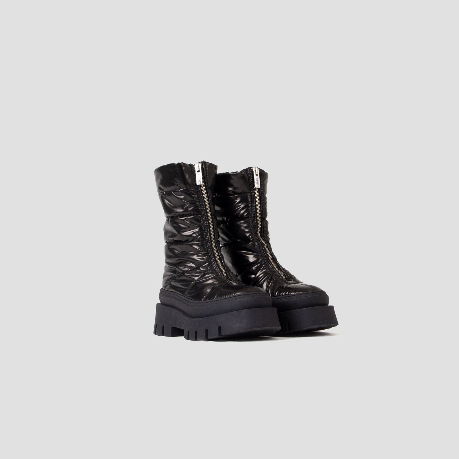 Evi-Ann Front Zip Black Chunky Boots 47379-P-01 -3