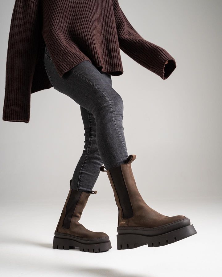 Nabuck Chocolate Chunky High Chelsea Boots CPH685_CHOCOLATE - 2