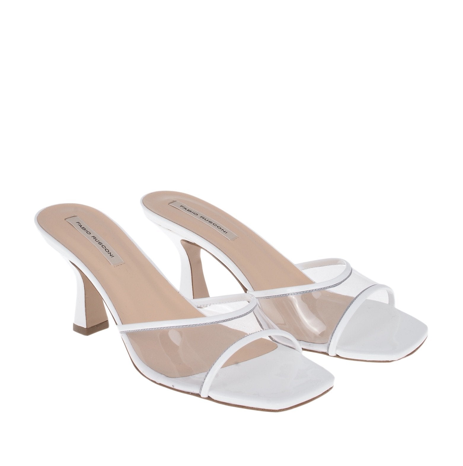 Diba Patent White Vinyl Mules Heels VERNICE-BIANCO 0100 - 2