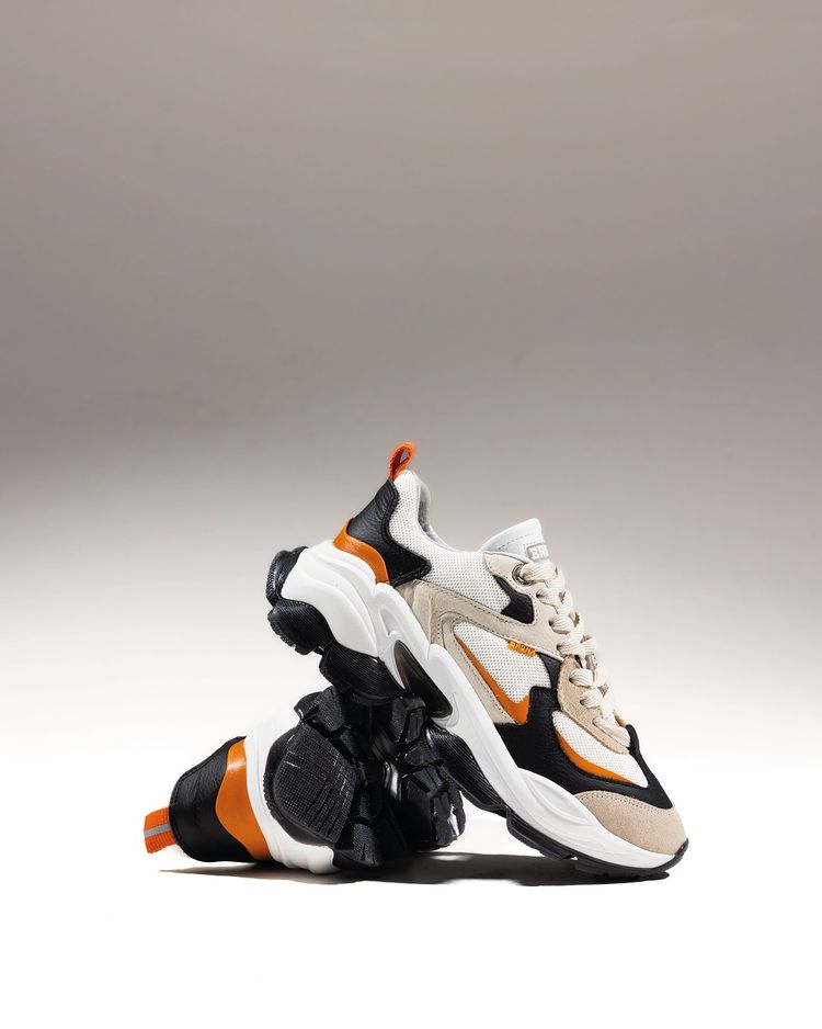 Linny Black Orange Chunky Sneakers 66461-AC-3702 - 2