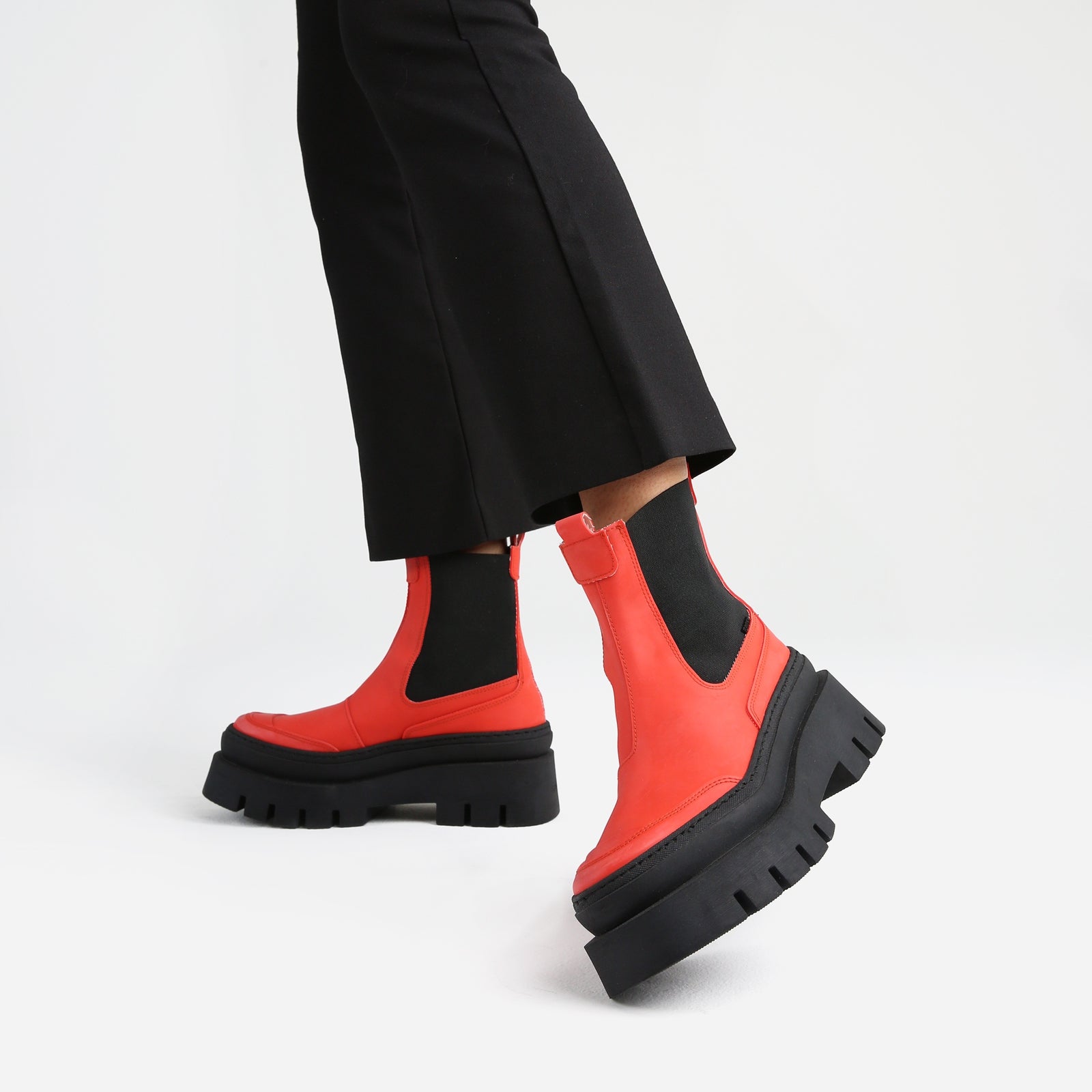 Evi Ann Red Biker Chelsea Boots 47427-R-3640 - 3