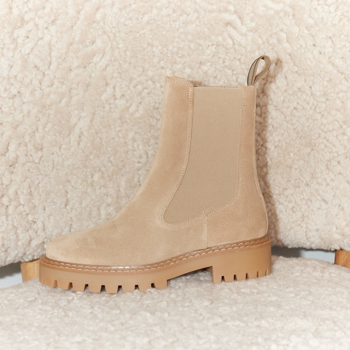 Demmi Beige Suede Chelsea Boots Boots