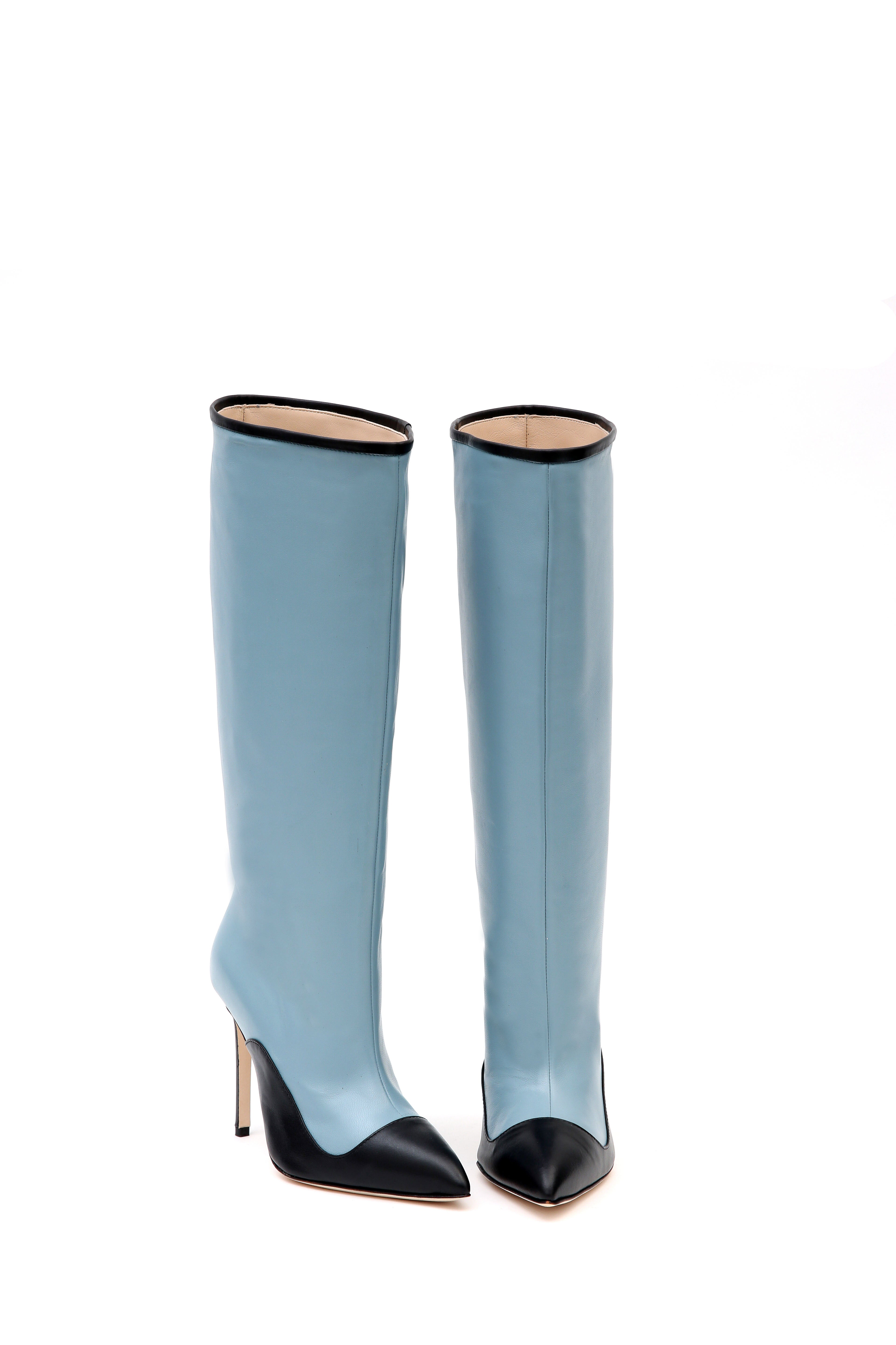 Blue Pale Blue Nappa Leather Pull-on Boots
