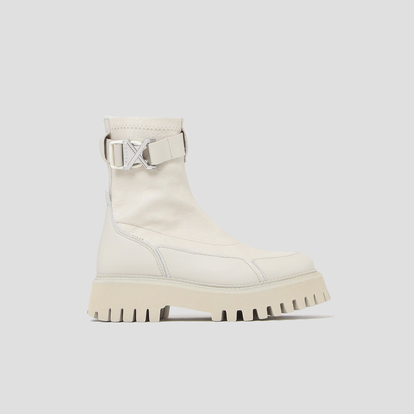 Groovy Stretch Buckle White Ankle Boots 47399-G-1257 -12